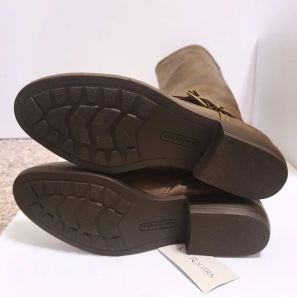 Kim Rogers Brown Knee-High Riding Boots 8.5M – Memory Foam Insole, Buckle Detail - Picture 7 of 11